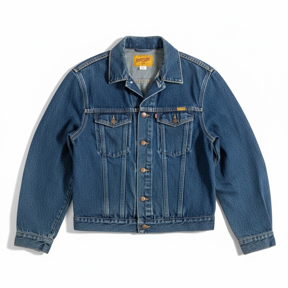 Rustler Denim Trucker Jacket Mens XL Blue Vintage USA Made 13oz Cotton
